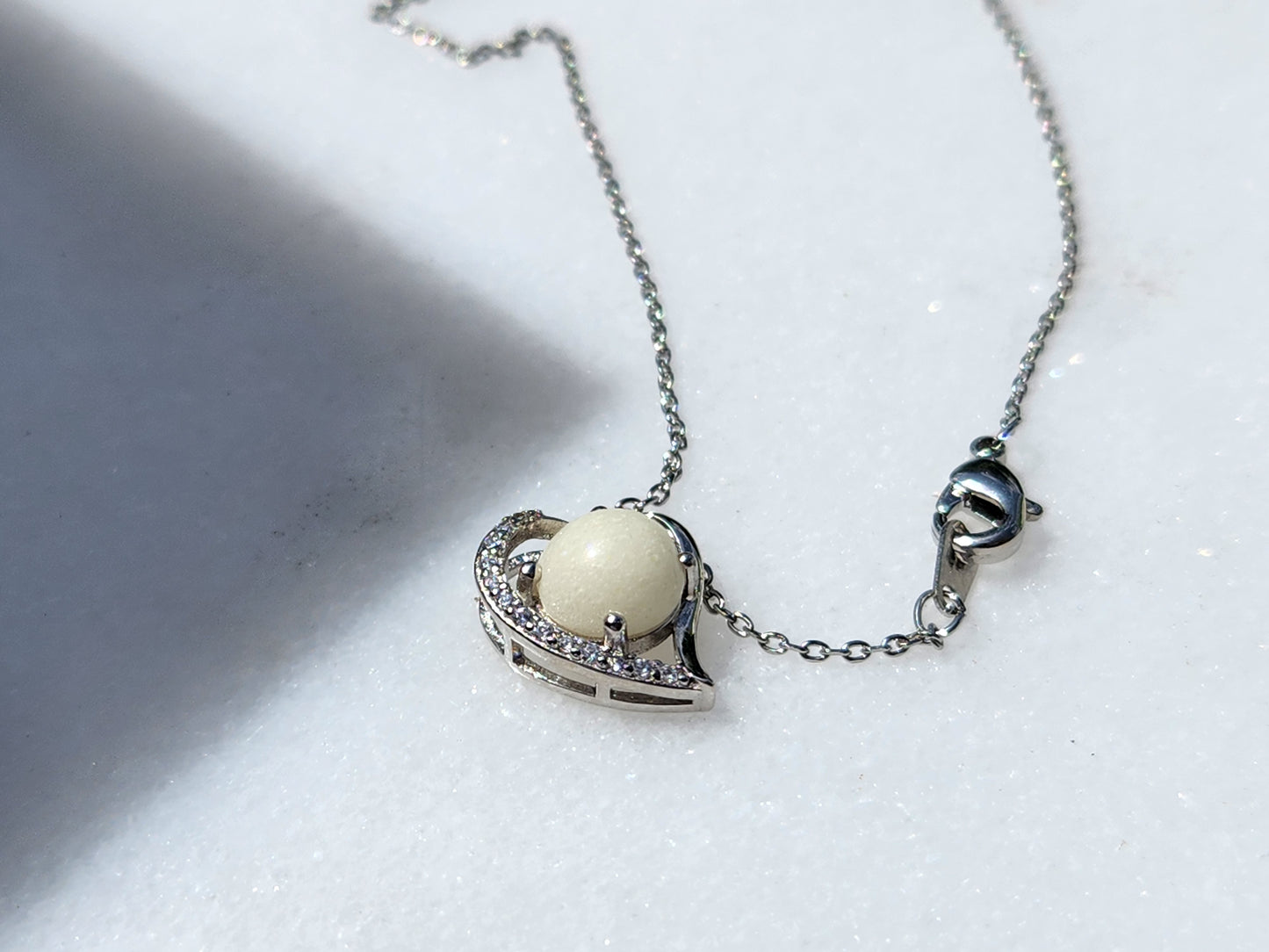 Diamond Heart Necklace Silver