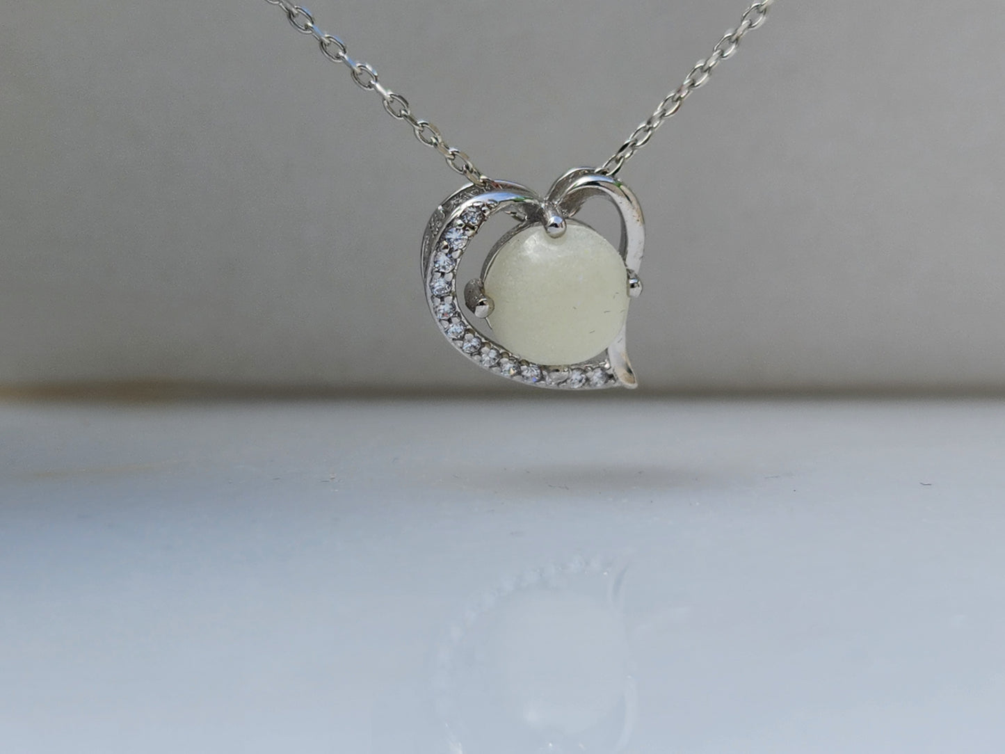 Diamond Heart Necklace Silver