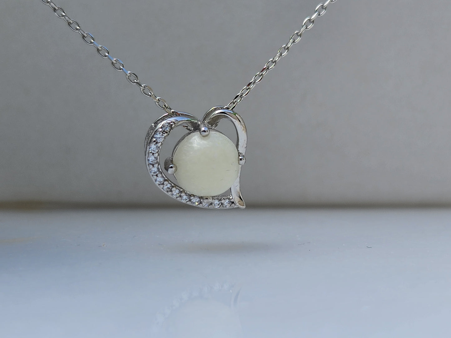 Diamond Heart Necklace Silver
