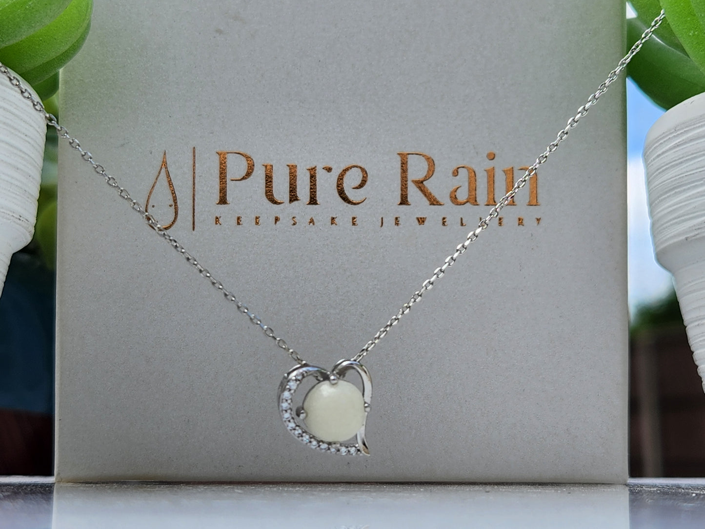 Diamond Heart Necklace Silver