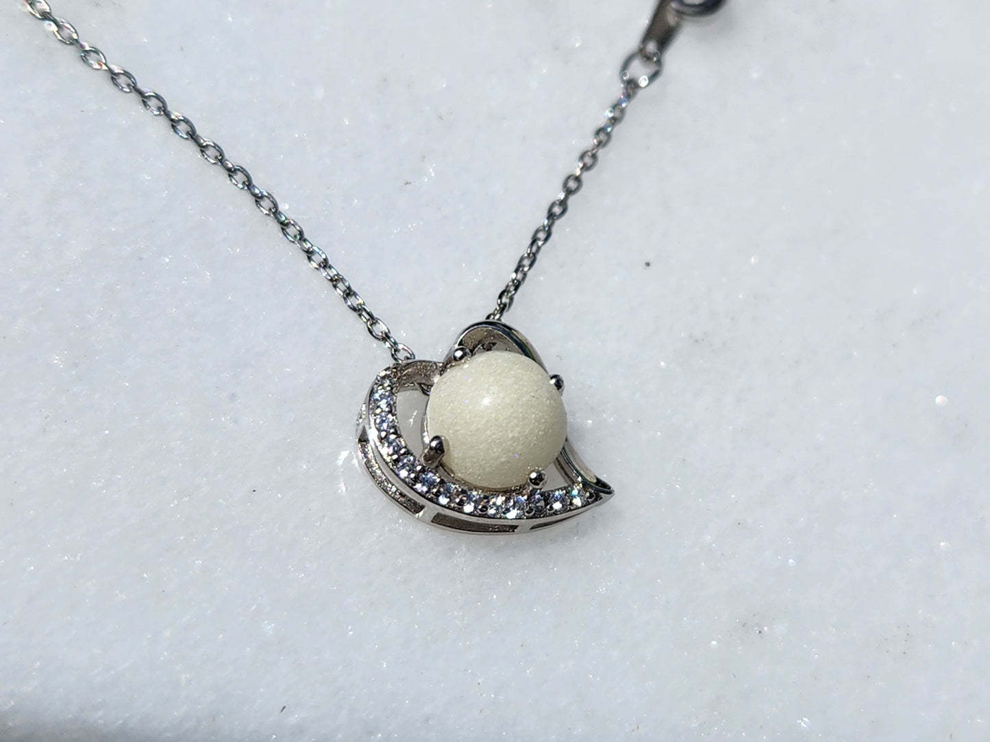 Diamond Heart Necklace Silver